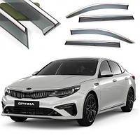 Дефлекторы окон ветровики Benke для Kia Optima K5 2020- Хром Молдинг Из Нержавеющей Стали 3D