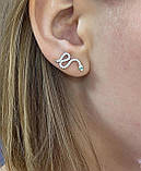 Срібні сережки кафи змія, родій 1094.10р, фото 2