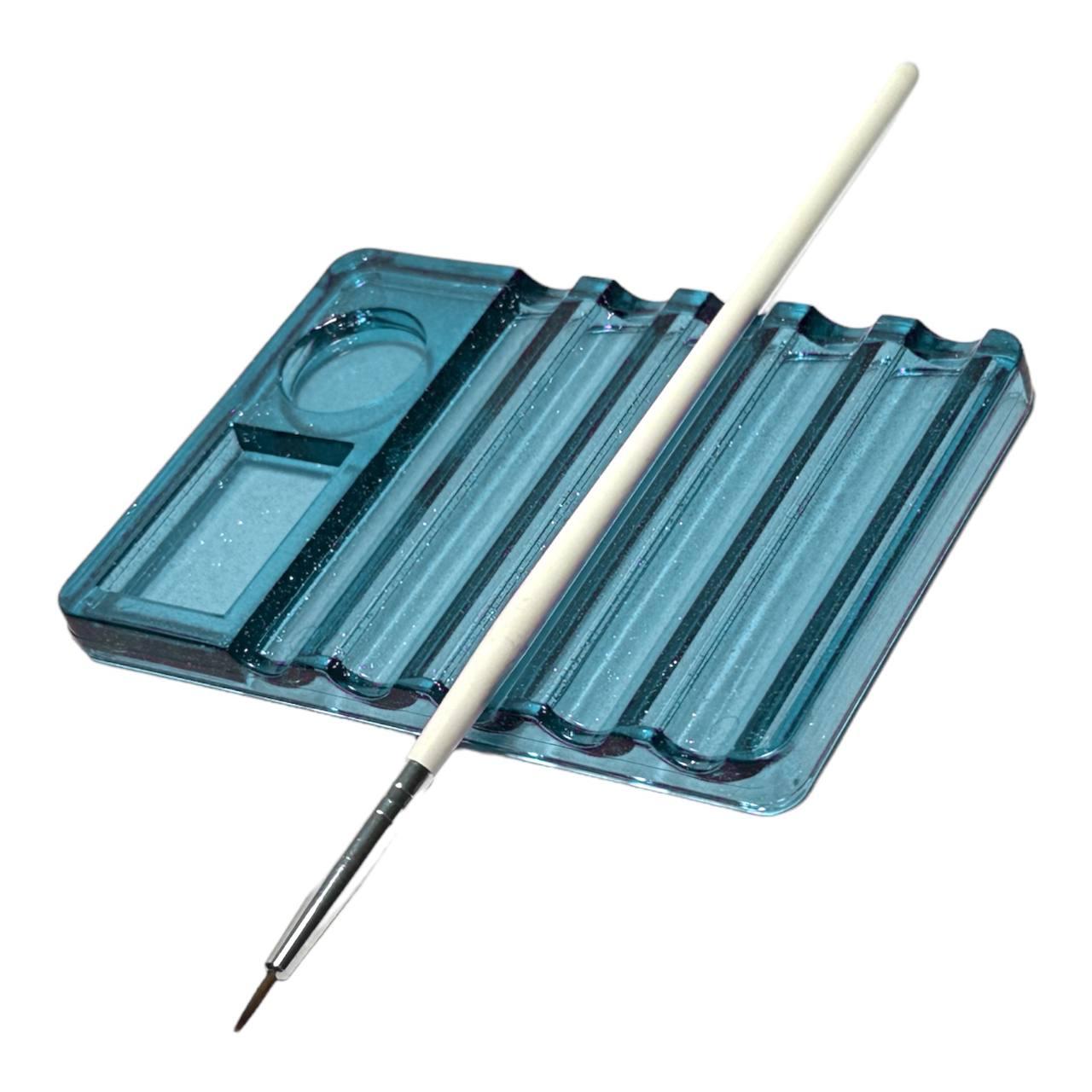 Підставка під пензля з палітрою пластикова синя