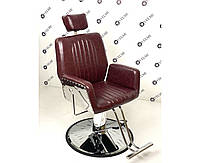 Кресло парикмахерское для barbershop Infinity Lux Barber экокожа коричневая (Velmi TM)