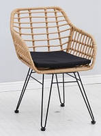 Кресло садовое Tulum металл черный, ротанг латте (AMF-ТМ)