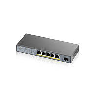 Коммутатор ZYXEL GS1350-6HP (5xGE PoE, L2, 1xSFP, 802.3bt (port 1-2), PoE 60W, металл) ZZ, код: 8303226