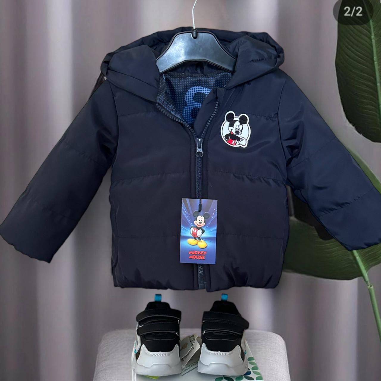 Дитяча куртка демісезонна для хлопчика від 1 року на весну/ осінь, синя весняна демі курточка з капюшоном та вушками