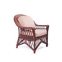 Кресло плетеное Модус без текстиля, каркас алюминий, иск.ротанг Темная Лоза (Pradex ТМ)