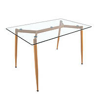 Стол обеденный Джангл Glass каркас Натуральный, столешница Прозрачная, 120х80 см (Микс-Мебель ТМ)