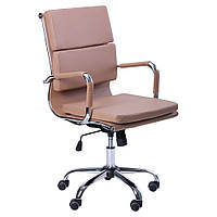 Кресло офисное Slim FX LB хром XH-630B механизм Tilt кожзаменитель Черный (AMF-ТМ) шкірозамінник Беж