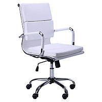 Кресло офисное Slim FX LB хром XH-630B механизм Tilt кожзаменитель Черный (AMF-ТМ) шкірозамінник Білий
