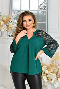 Вечірня жіноча блузка зелена великих розмірів НФ/-3313