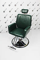 Кресло парикмахерское для barbershop Infinity Barber экокожа темно-зеленая (Velmi TM)