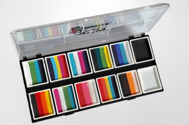 ПАЛІТРА АКВАГРИМ GrimMaster SUPER MIX ESSENTIAL & NEON SPLIT CAKE COLORS 120 g 12 X 10 G