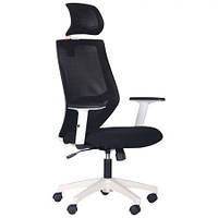 Кресло офисное Lead White HR Synchro сиденье ткань Нест-01 черная, спинка Сетка HY-100 черная (AMF-ТМ)