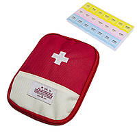 Комплект карманная аптечка красная 13х18 см и таблетница на 21 ячейку 12х21.5см (3 приема в день) (TO)