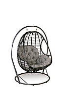 Кресло-качель Кокон Фридом со стойкой без текстиля, каркас сталь, иск.ротанг Черный (Pradex ТМ)
