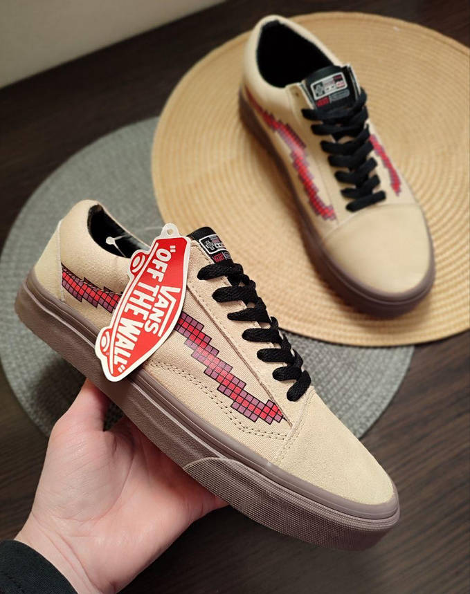 Vans Old Skool x Nintendo Game Over Light Brown кеды мужские кроссовки БЕЖЕВЫЕ на темной подошве, фото 1