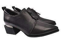 Туфлі жіночі з натуральної шкіри на підборах Чорні Angelo Vani 145-21DT 39 MD, код: 7364510
