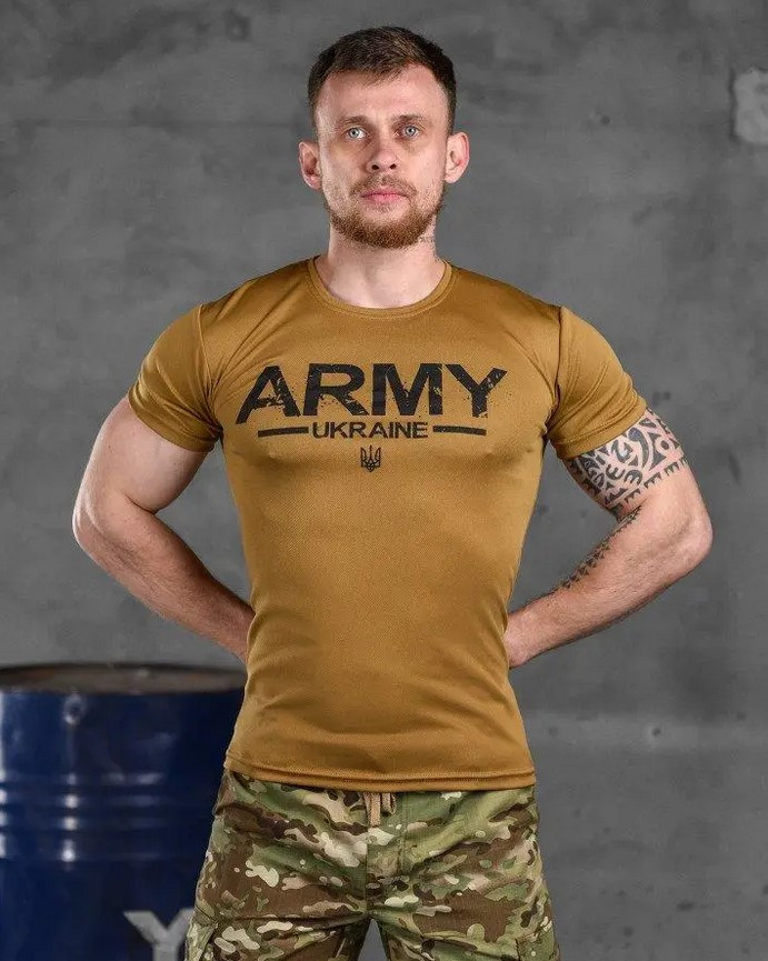 Футболка (термо) Coolmax з тризубом і написом ARMY койот
