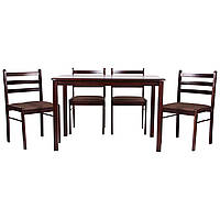 Обеденный комплект Брауни стол и четыре стула темный шоколад/капучино (AMF-ТМ)