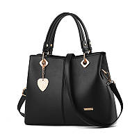 Женская сумка черная Mc Donna с брелком сердце
