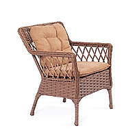 Кресло садовое Танго без текстиля каркас алюминий иск.ротанг цвет Ольха (Pradex ТМ) тканина Оксфорд 600D (1