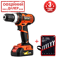 Аккумуляторный профессиональный шуруповерт GTM DS18/40P (18 В, 2 А/ч, двухскоростной, 40 Н*м ) YLP