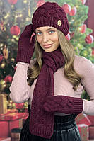 Комплект «Дюран» (шапка шарф рукавицы) Braxton бордовый 56-59 MD, код: 8352606