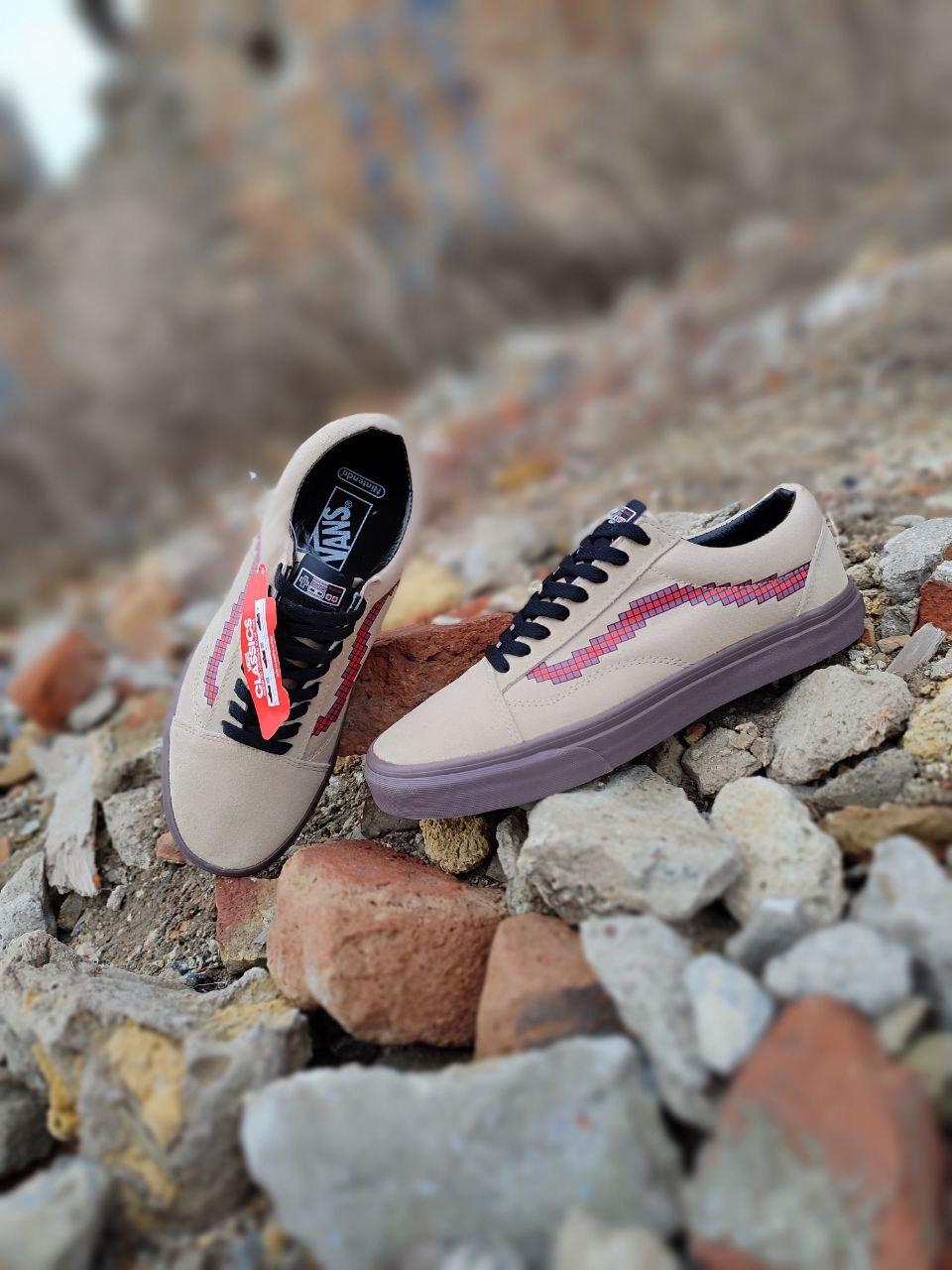 Vans Old Skool x Nintendo Game Over  Light Brown кеды женские кроссовки БЕЖЕВЫЕ на темной подошве