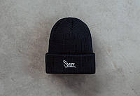 Шапка мужская черная зимняя шапка с логотипом Staff 19 logo navy Sam Шапка чоловіча чорна зимова шапка з