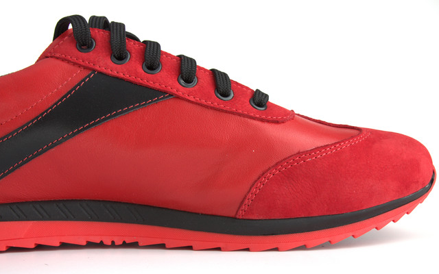 Красные кроссовки кожаные нубук вставки мужская обувь больших размеров Rosso Avangard DolGa Red BS 2146674361