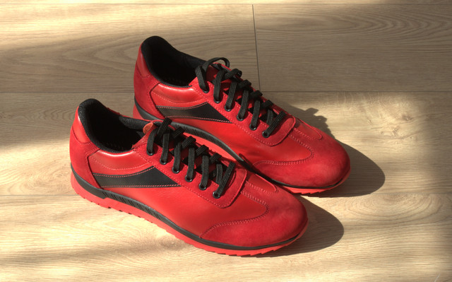 Красные кроссовки кожаные нубук вставки мужская обувь больших размеров Rosso Avangard DolGa Red BS 2146674361