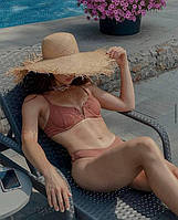 Бежевый женский купальник летний раздельный купальник для женщин с v подобным разрезом Sam Жіночий бежевий
