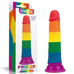 Фалоїмітатор на присоску райдужний Lovetoy LGBT Prider Dildo 7.0 ZZ, код: 7723230