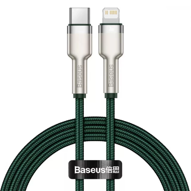 Кабель зарядный Baseus Type-C Lightning Cafule Metal PD 2 м Green (CATLJK-B06)