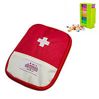 Комплект медична аптечка червона 13х18 см і контейнер для таблеток на 7 днів (21 комірка) 14х8х4см (ST)