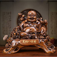 Статуэтка фен шуй Хотэй с корнем Жень шеня,символизирует благополучие счастье процветание