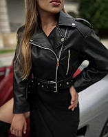 Куртка жіноча косуха укорочена S M L Xl. Куртка шкіряна косуха осіня. Коротка куртка косуха