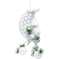 Новогоднее украшение "Снеговик с украшением" 116327, 25 x 32 см Sam Новорічна прикраса "Сніговик з прикрасою"