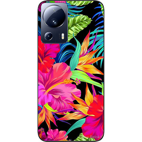 Силіконовий чохол Case для Xiaomi 13 Lite 5G з картинкою Яскраві квіти, фото 1