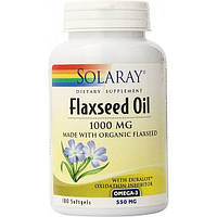 Льняное масло Solaray Flaxseed Oil 1000 mg 100 Softgels SOR-00802 ZZ, код: 7519029