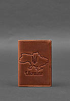 Кожаная обложка для паспорта с картой Украины светло-коричневый Crazy Horse BlankNote ZZ, код: 8132078
