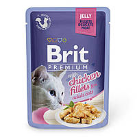 Влажный корм Brit Premium Cat Chicken Fillets Jelly pouch для кошек (филе курицы в желе) 85 г MD, код: 7568025