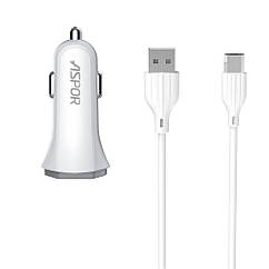 Автомобільний зарядний пристрій Aspor A901 (QC3.0 18 W) LED + USB-кабель Micro-білий, 8372430 — 504