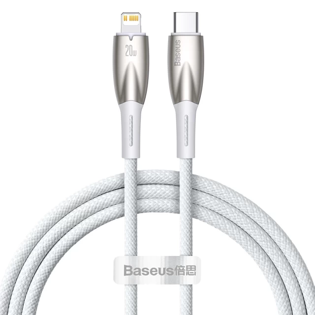 Кабель зарядный Baseus Type-C Lightning Glimmer Series Fast Charge 1 м White (CADH000002)