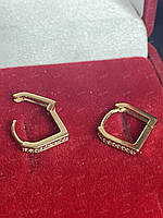Жіночі сережки-конго (кільця) Xuping позолочені з камінням позолота 18К В Оксамитовому Футлярі
