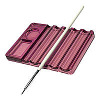 Підставка під пензля з палітрою пластикова рожева