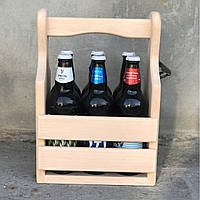 Подарунковий Набір: Дерев'яний Ящик для Перенесення Пива з Вбудованою Відкривалкою Натуральне дерево Вільха