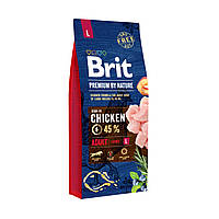 Сухой корм для взрослых собак крупных пород Brit Premium Adult L со вкусом курицы 15 кг (8595 MD, код: 7568035