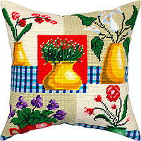 Набір для вишивання декоративної подушки Чарівниця Вази і квіти 40×40 см V-346 BS, код: 7243293