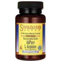 Аргинин Swanson Ultra AjiPure L-Arginine Pharmaceutical Grad 500 mg 60 Veg Caps MD, код: 7566641