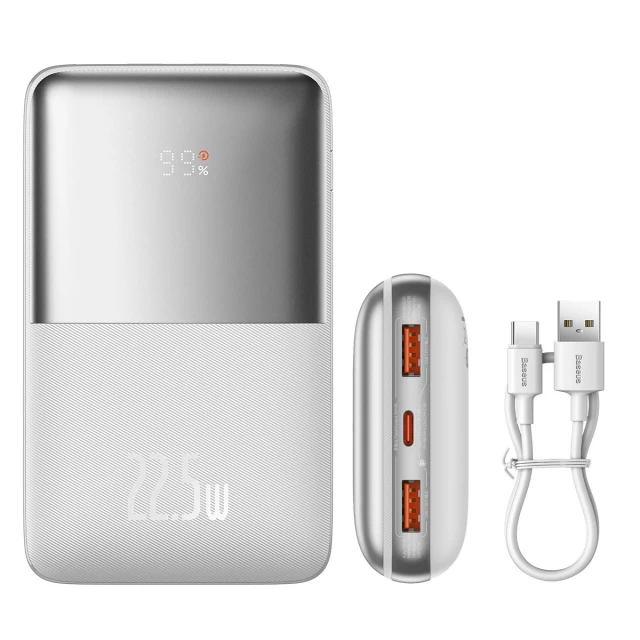 Портативний акумулятор павербанк Baseus Bipow Pro 22.5 W 20000 mAh з кабелем 0.3 m White (PPBD040302)