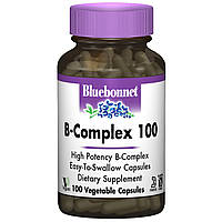В-Комплекс 100, Bluebonnet Nutrition, 100 гелевых капсул HR, код: 2337424